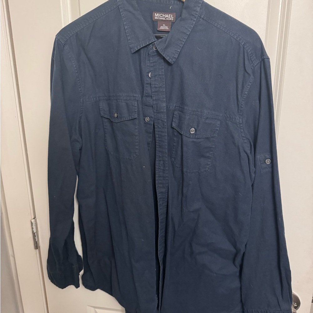 Michael Kors Navy Button-Up Shirt
